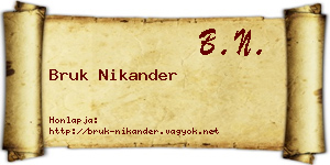 Bruk Nikander névjegykártya